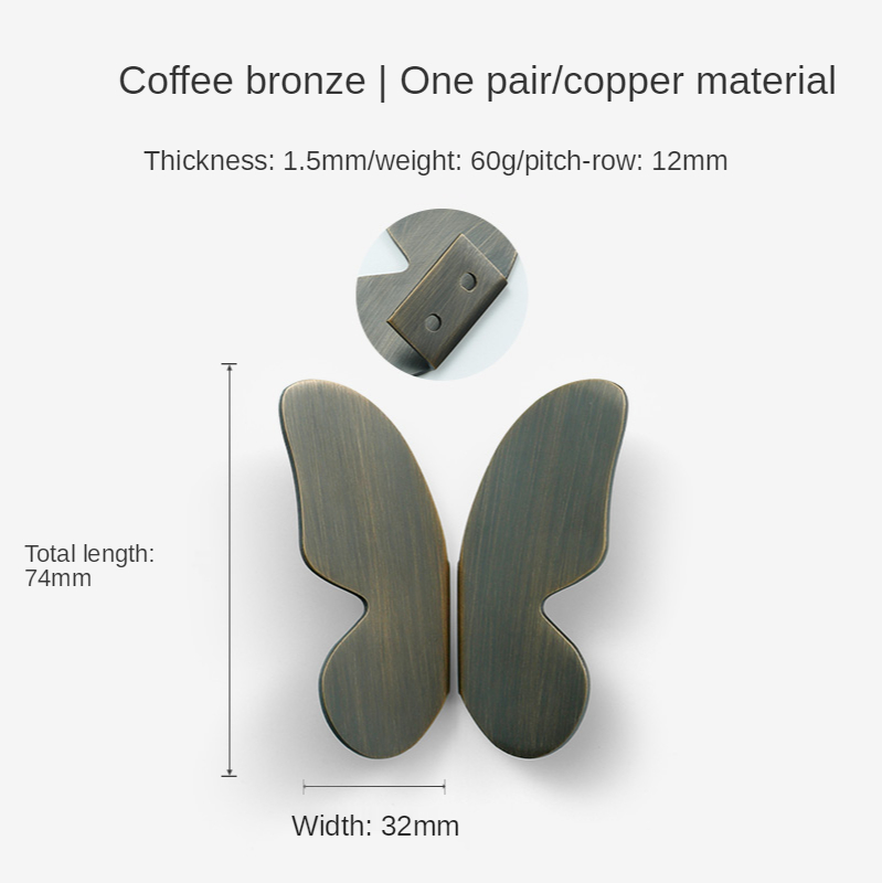 Vlinder Dragonfly Messing Knoppen Kast Trekt Lade Keukenkast Handvatten Hardware Handvat: Coffee Bronze 1pair
