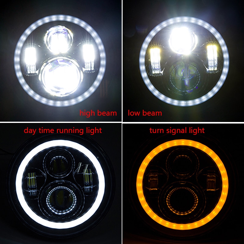 7 inch LED Projector Head Licht 7 ''Halo LED Koplamp Met Hoek Oog Voor Harley Davidson Motorfietsen Touring Headliglht