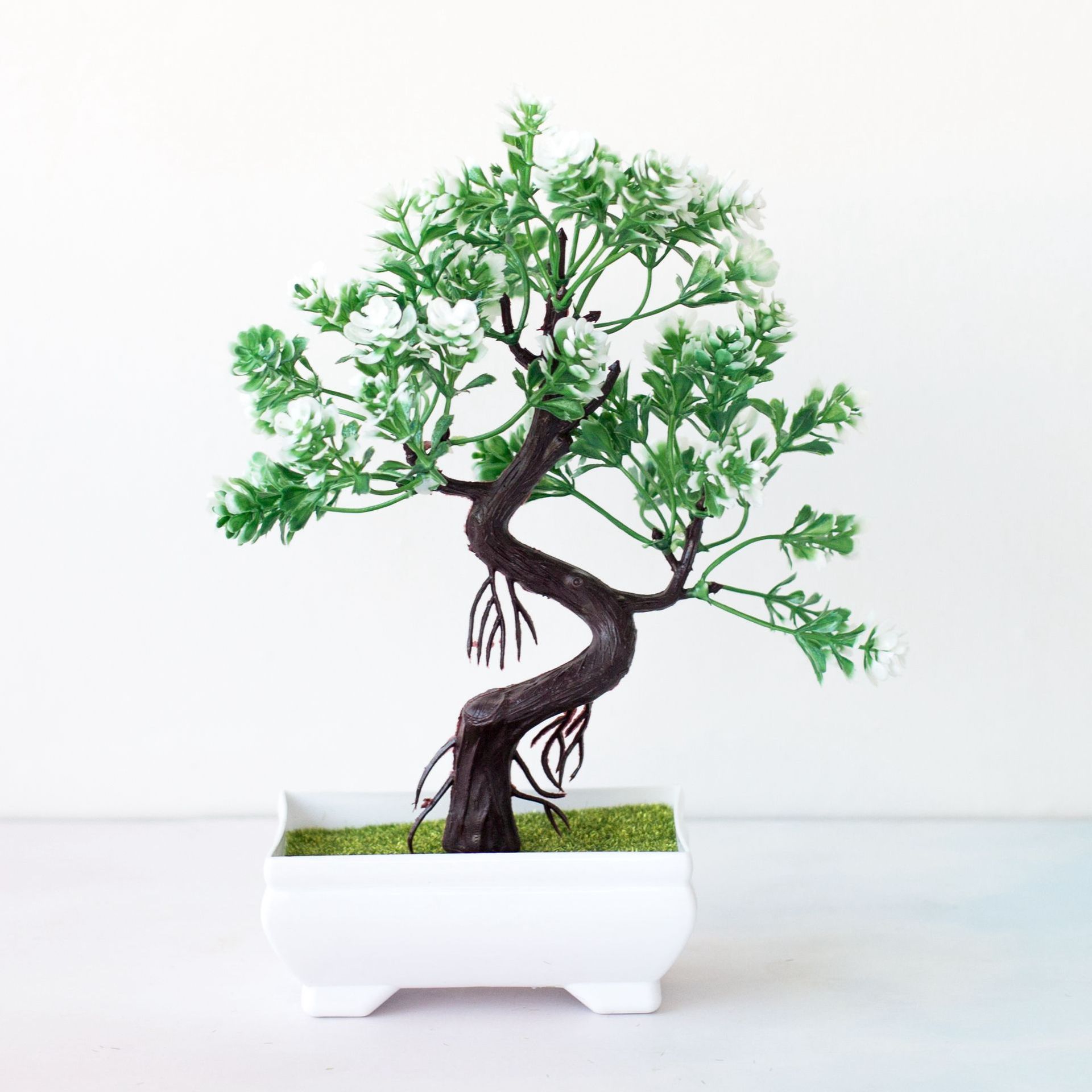 Simulatie bloemen kunstplanten bonsai simulatie plastic boom pot plant pot ornamenten voor thuis tafel tuin decoratie knutselen: Hongyundangtou wit