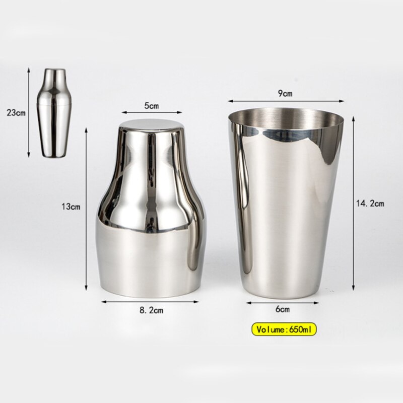 650ml Stainless Steel French Cocktail Shaker Classic Bar Cocktail Shaker Bartender Bar Tool