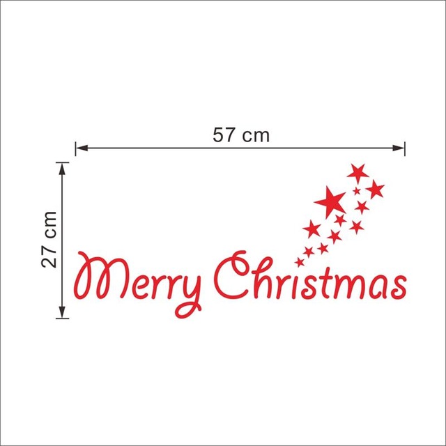 happy red Merry Christmas words stars festival home family party decor wall sticker window door decoration stickers: Default Title