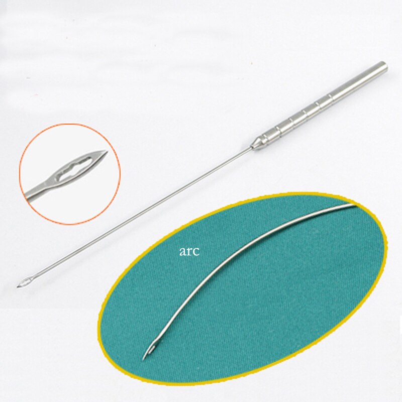 Gezicht Tissue Interpunctie Gids Naald Gezicht Lift Gids Naald Grote V Begraven Threading Naald En Draad Carving Tool: Grey