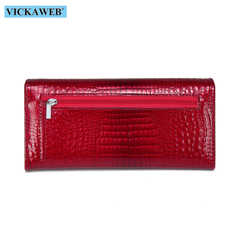 VICKAWEB Long Wallet Women Genuine Leather Alligator Womens Wallets And Purses Lady Hasp & Zipper Standar Wallet Female