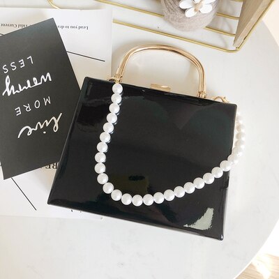 Vrouwen Fluwelen Handtas Vintage Top Handvat Avondtasje Wedding Party Bruid Clutch Bag Purse Schoudertas: black pu snake pearl