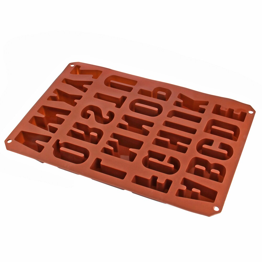 1Pc Grote Mallen Cijfers Letters Siliconen Mal 3D Fondant Mold Taarten Decoreren Gereedschap Diy Keuken Bakvormen: Chocolade