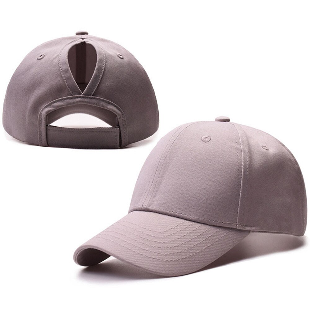 Zomer katoenen paardenstaart baseballpet dames camouflage pet snapback vader hoed knot dame meisjes reishoed klep: Katoengrijs