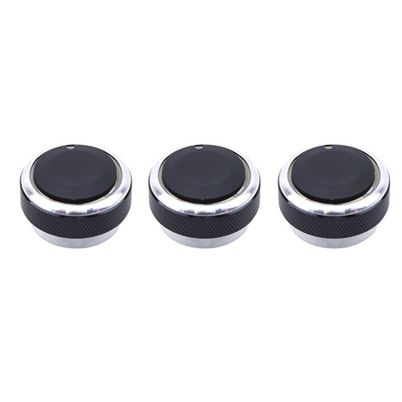 3pcs/Set 4 Colors Car AC Knob Aluminum Alloy Air Conditioning Heat Control Switch Accessories: Black