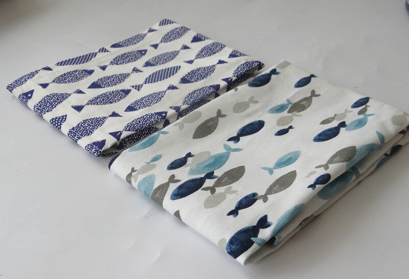 Servilletas de tela con estampado de peces pequeños para el hogar, Mantel Individual, toalla de té, suministros para restaurante, Decoración de mesa de boda: 1pcs light blue