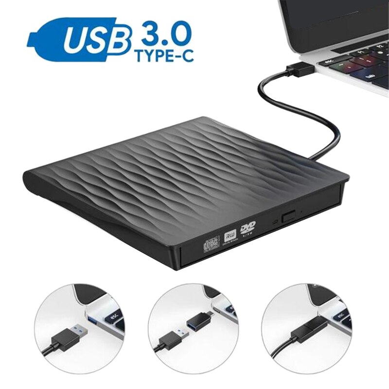 External CD DVD Drive USB 3.0 Type C Port Slim Por... – Grandado