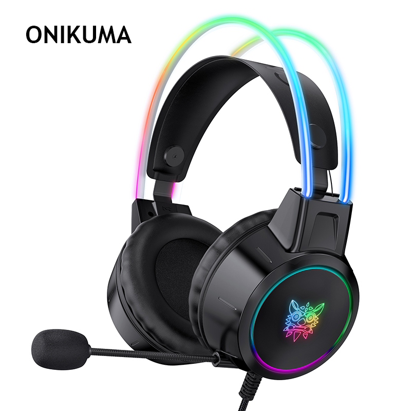 ONIKUMA X15 gamingowy zestaw słuchawkowy Casque komputer dźwięk Stereo przewodowe słuchawki z mikrofonem kolorowe światło na laptopa PS4 Xbox One telefon