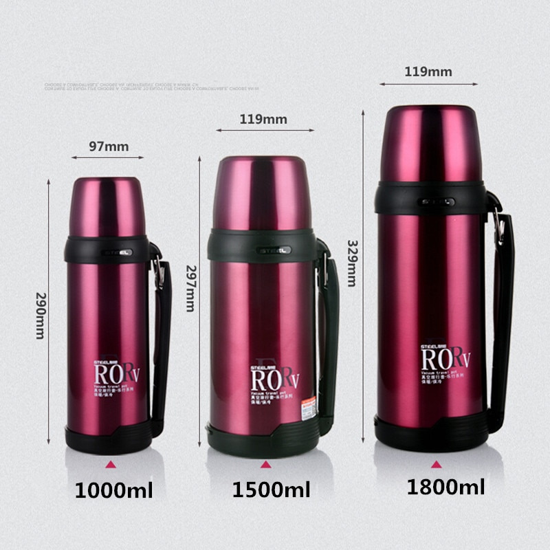 304 Stainless Steel Thermos 1000ml 1500ml 1800ml Termos Coffee Vacuum Flasks Thermoses Travel Thermos Bottle