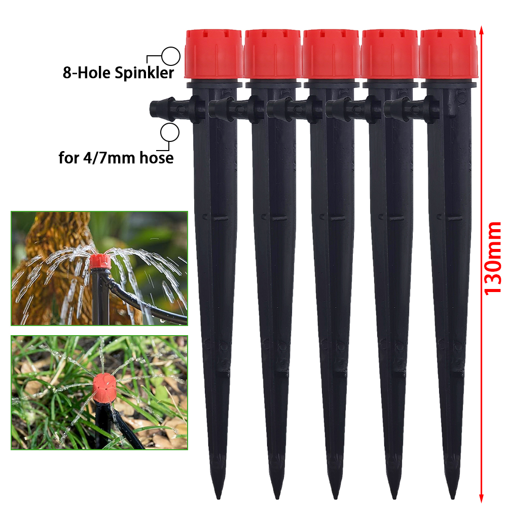 Garden Drip Irrigation System Adjustable Sprinkler Drippers 1/4'' Hose Ball Valve Timer Watering Flowers Lawn Greenhouse