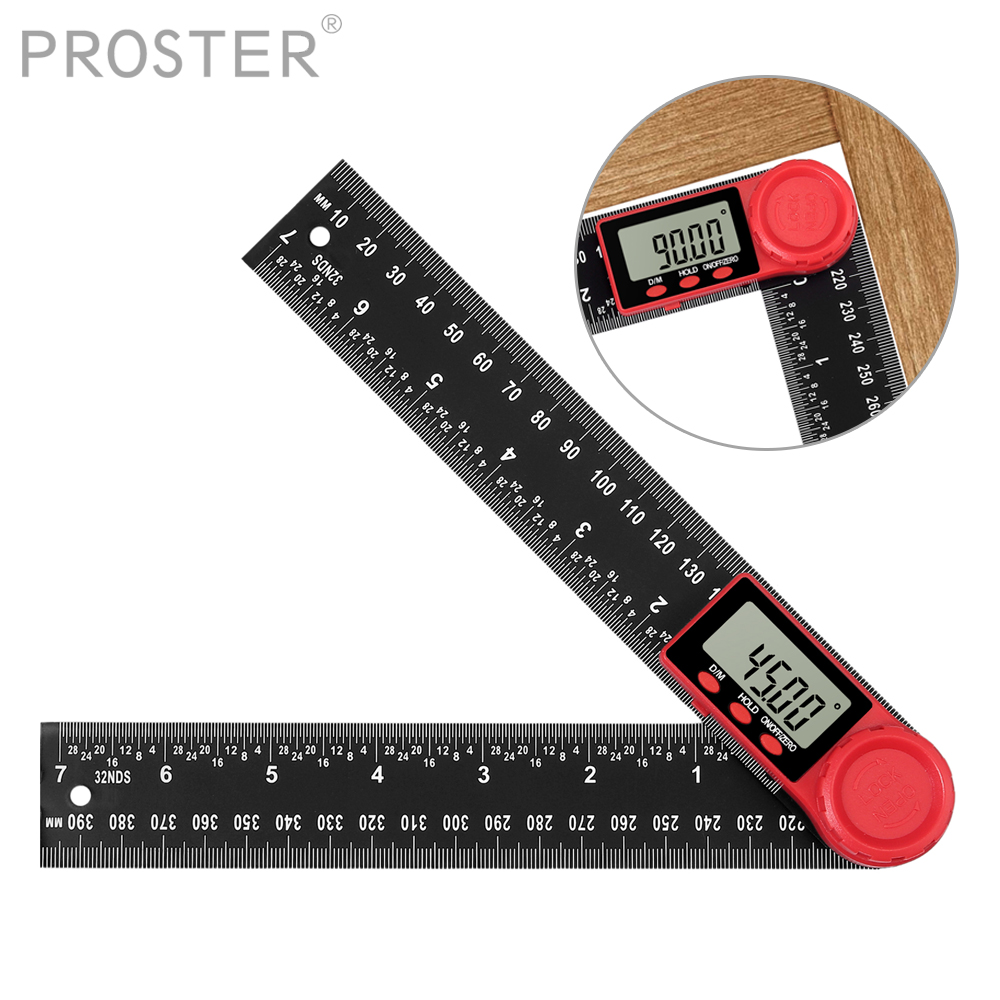 PROSTER 0.05 ° Resolution LCD Digital Angle Finder Ruler Protractor Measure Tool 200mm Angle Gauge with ON / OFF / ZERO Button