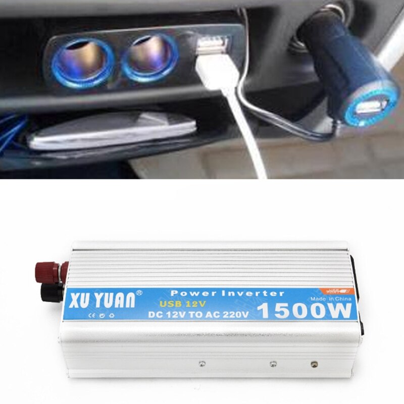 1500W Car and Home Power Inverter DC 12V/24V to AC 110V/220V Power Converter Short Circuit Automatic Protection Auto Inverter