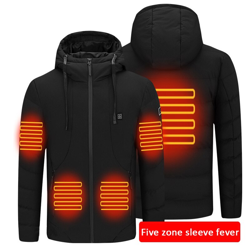 Electric heated jacket outdoor sports coat winter coat with cap and USB electric heating warm coat for Mountaineering ski