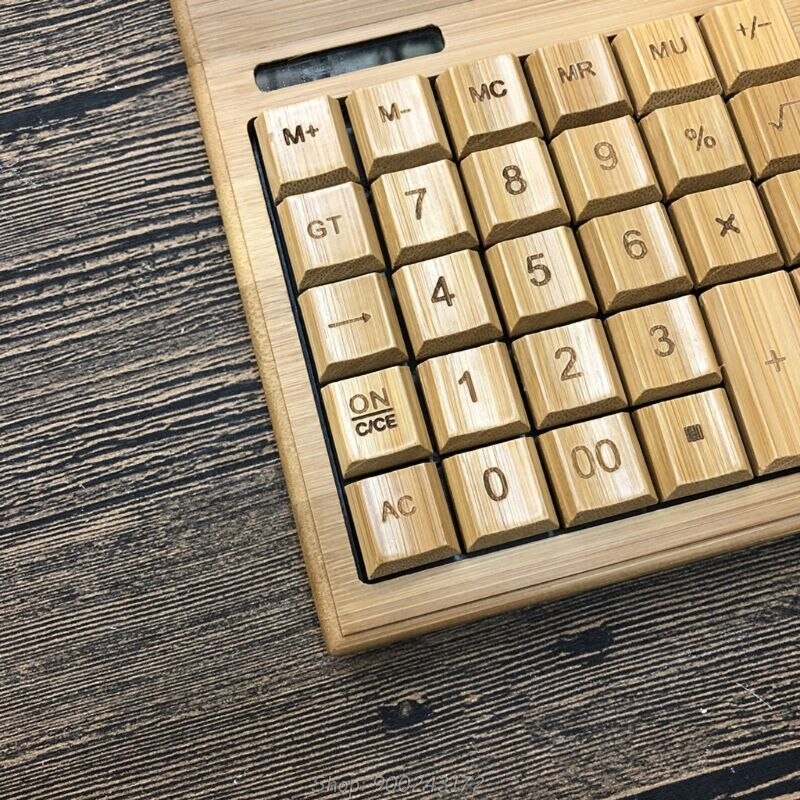 Functional Desktop Calculator Solar Power Bamboo Calculators with 12-digit Large Display D03 20