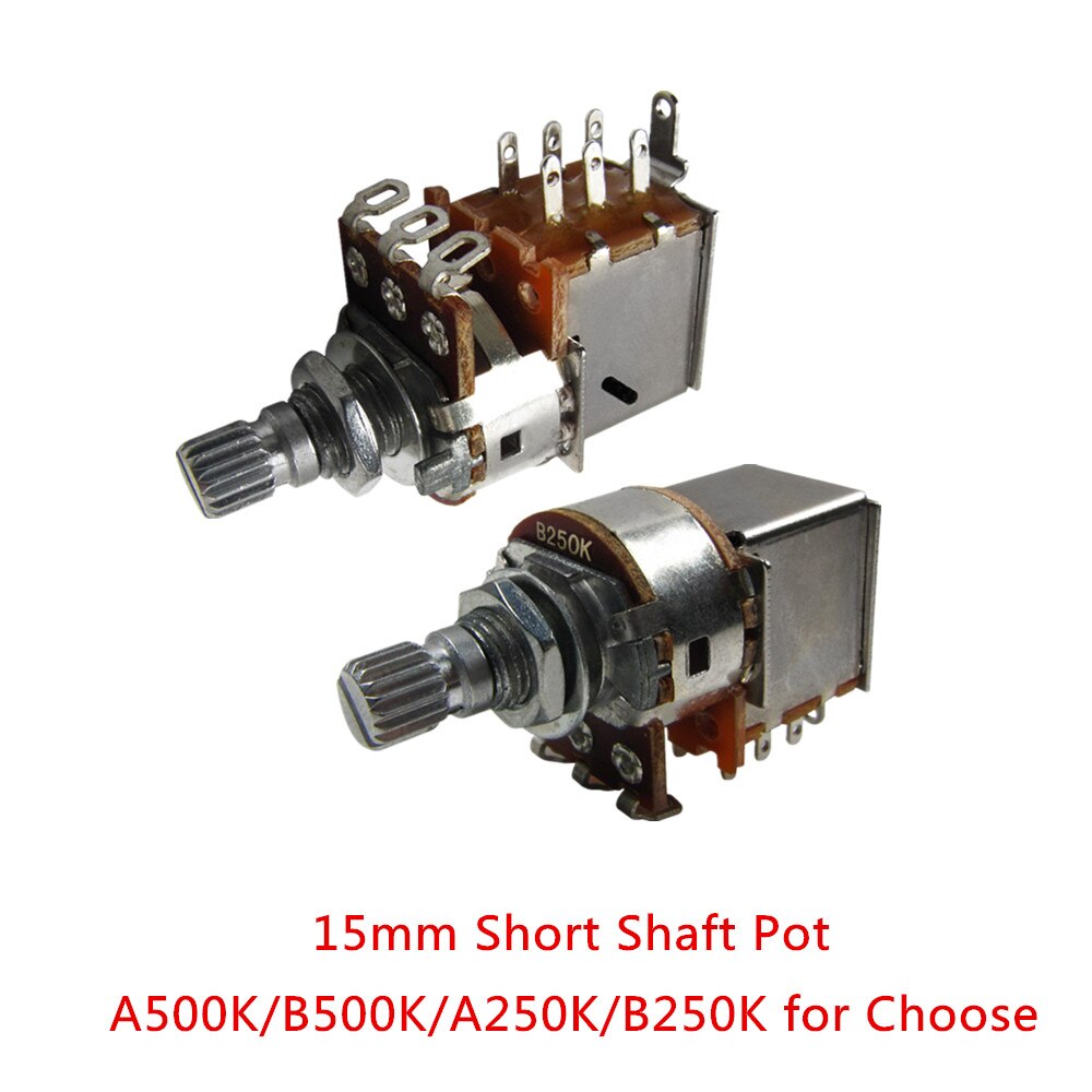 2pcs Push Pull Guitar Potentiometer 500K / 250K Pots Short Shaft 15mm Guitar Accessories