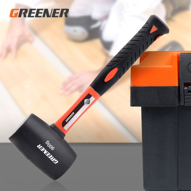 GREENER-martillo de goma pesado de 450G, 680G, 900G, para decoración de azulejos, martillo de montaje pequeño, martillo de golpeo de plástico, herramientas de mano