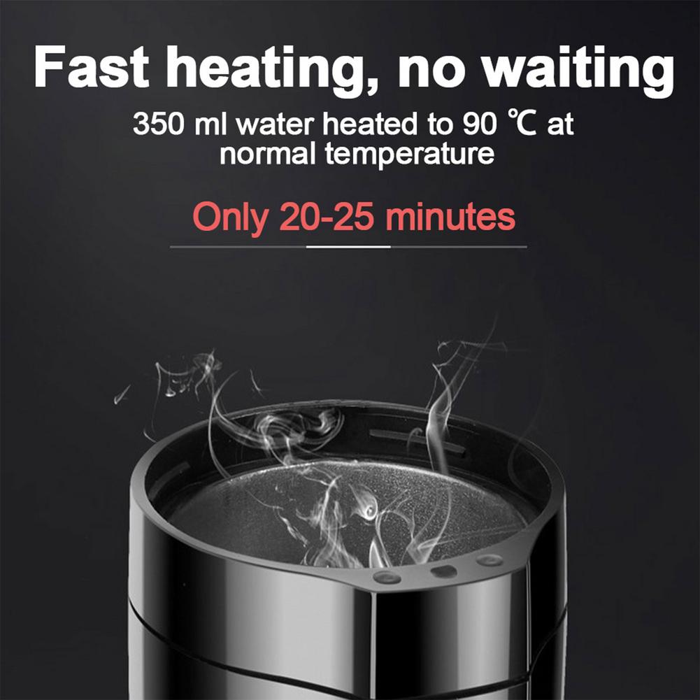 350ml rustfri stålvarmekop 12v/24v elektrisk vandkop lcd display temperatur kedel kaffe te mælk opvarmet