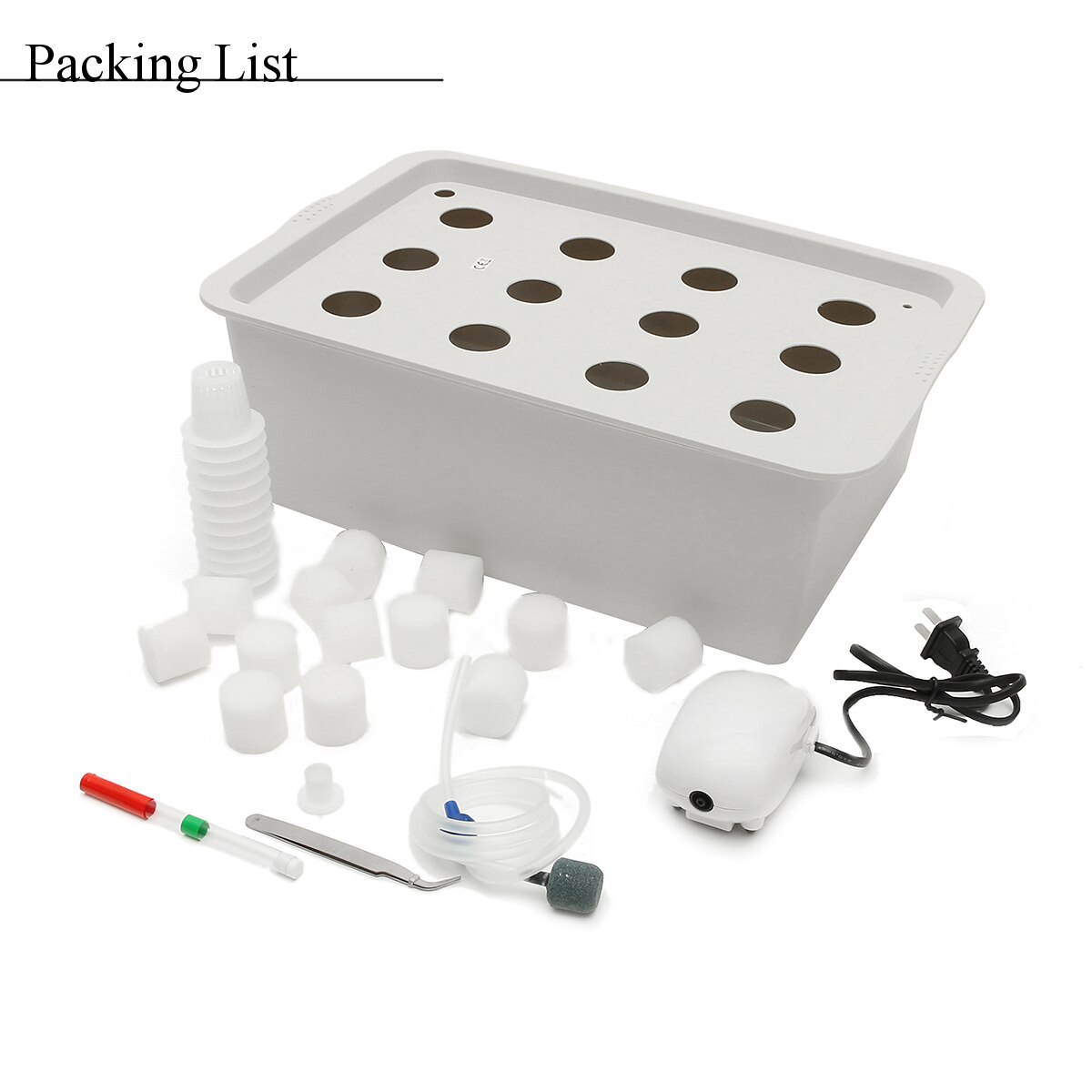 Plant Site Hydrocultuur Kit Tuin Potten Plantenbakken Zaailing Potten Indoor Teelt Doos Groeien Kit Bubble Kwekerij Potten 1 Set: 12 holes 1set