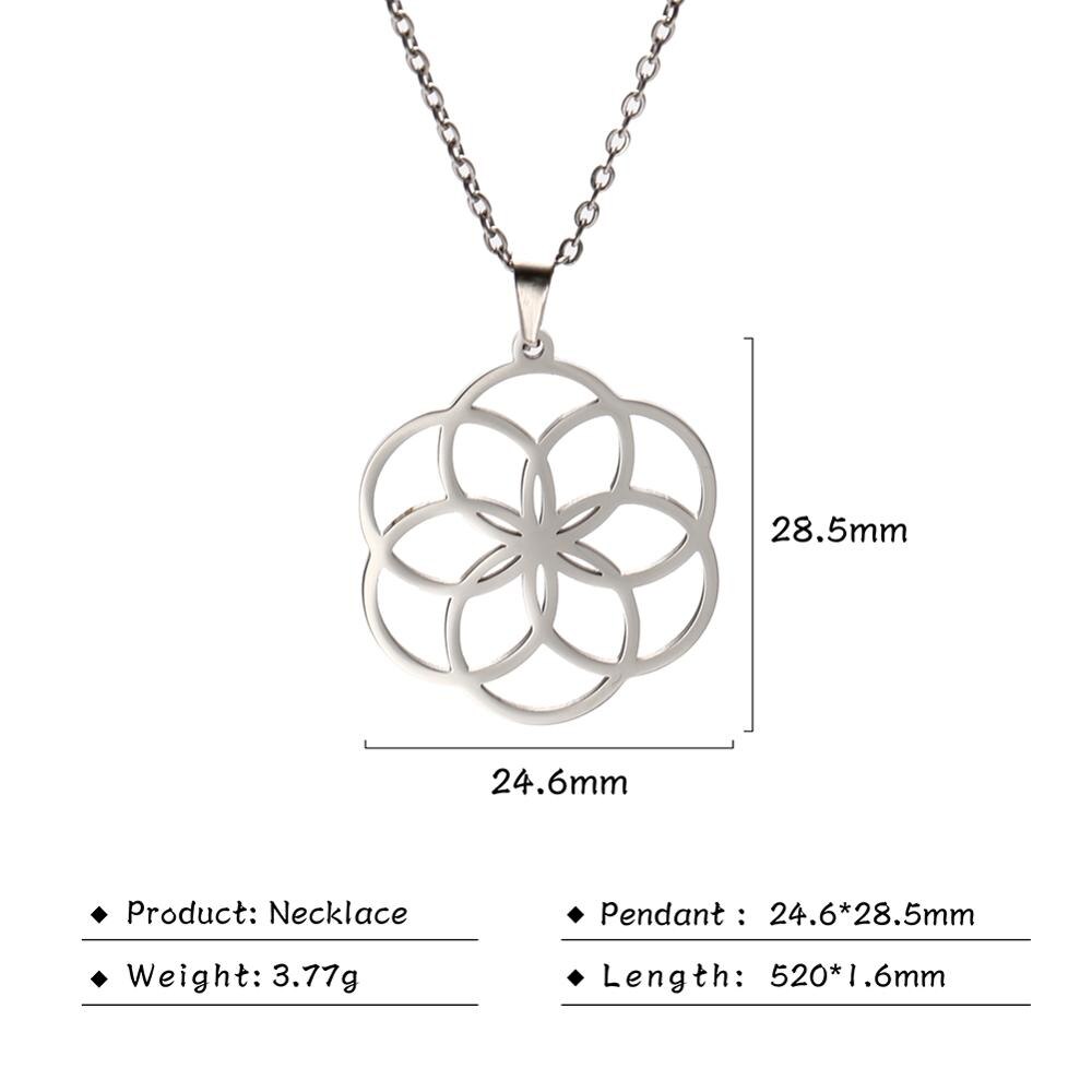 Skyrim Blume des Lebens Runde Anhänger Halskette Edelstahl Goldene Mandala Choker Kette Halsketten Schmuck für Frauen Mädchen: Style 3 Steel