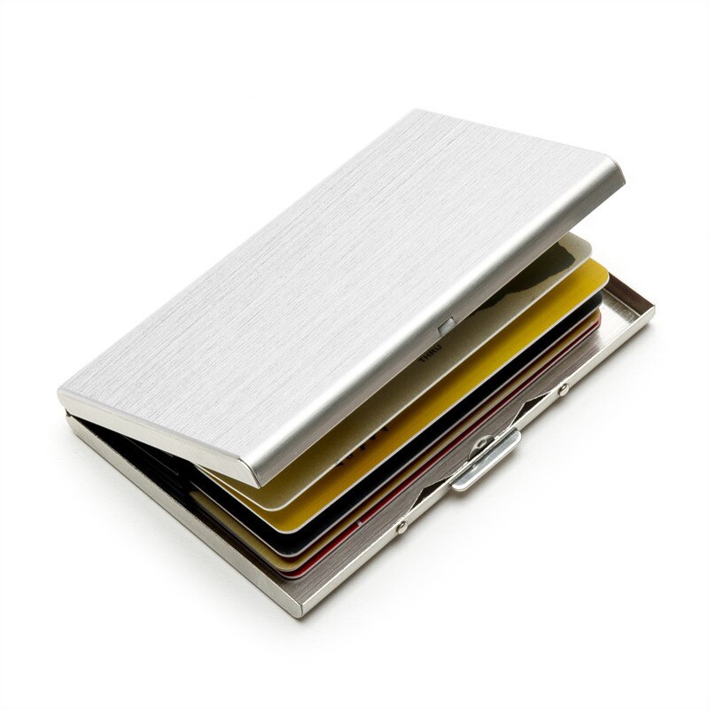 Rfid Antimagnetic Kaarthouder Vrouwen Mannen Metalen Credit Id Kaart Pakket Business Card Houders Purse Wallet Kaarthouder Case: Silver