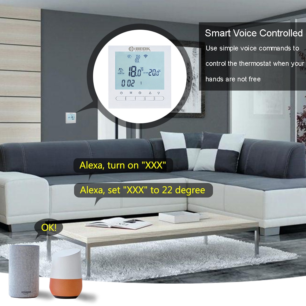 BEOK BOT-313WIFI Caldaia A Gas Termostato per il Riscaldamento Blue & White AC220V Wifi Regolatore di Temperatura per Caldaie Settimanale Programmabile