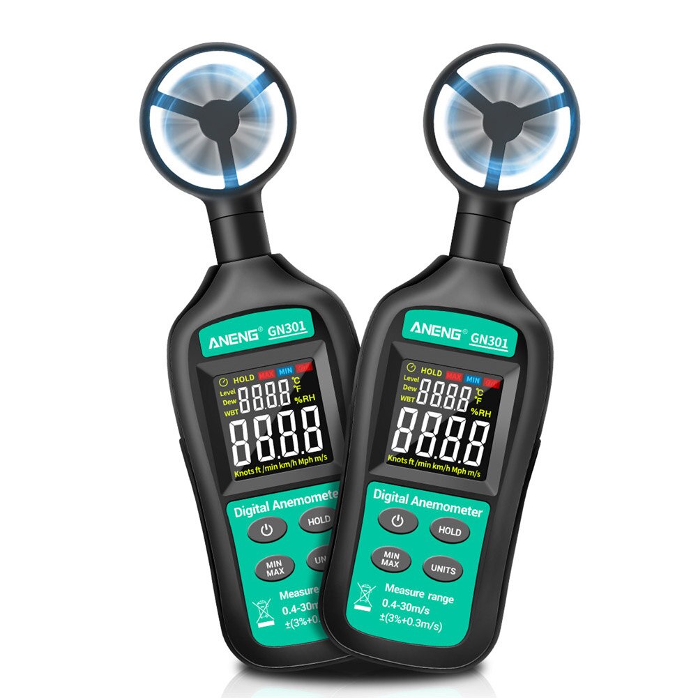 Handheld Portable High Accuracy Wind Speed Meter Air Flow Temperature LCD Display Digital Anemometer Factory Measurement Tool