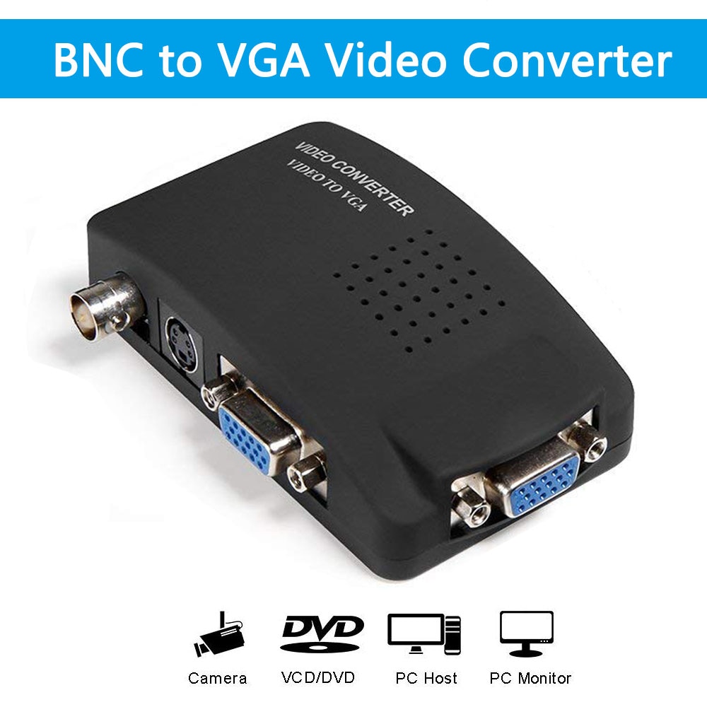 Bnc Naar Vga Video Converter Av Naar Vga Cvbs S Video-ingang Naar Pc Vga Out Adapter Converter Switch Box voor Pc Mactv Camera Dvd Dvr