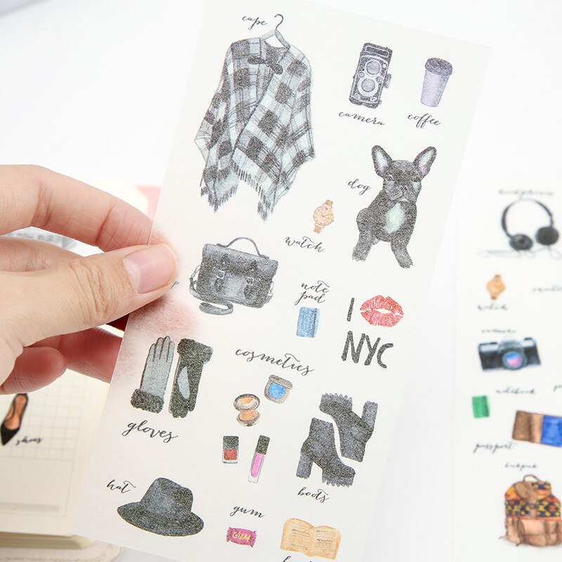 6 Sheets/pack Collection Stickers Set Decorative Stationery Sticker Scrapbooking DIY Diary Album Decoration Stick Label