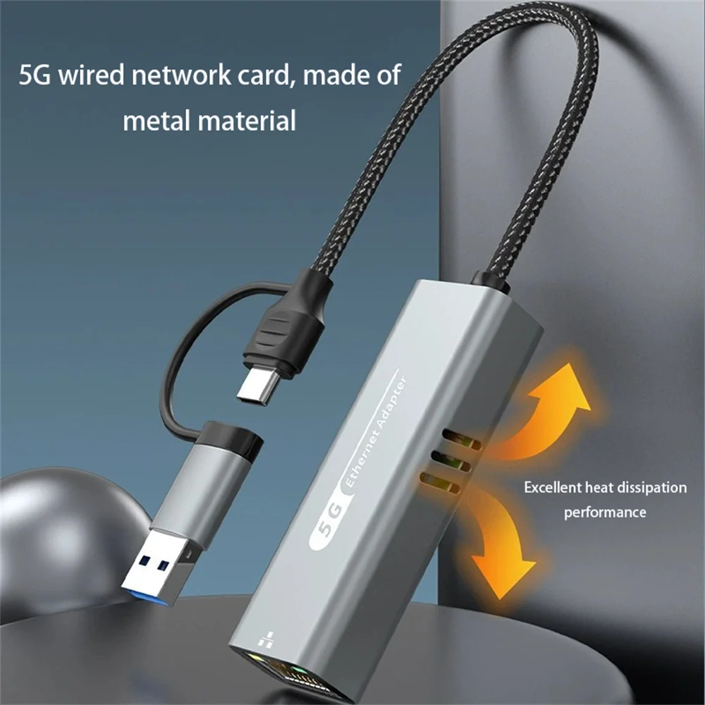 5000- mbit/s-netzwerkkartenadapter (usb typ-c auf  rj45) – 5g -in-2.5g -netzwerkkarten-konverter-hub für windows 7/8/10- laptops