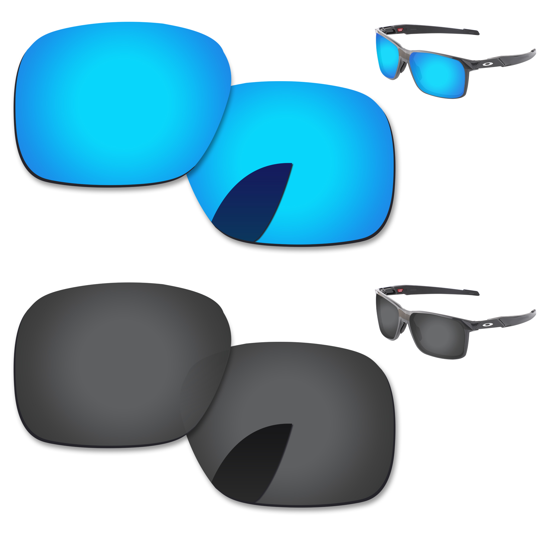 Alphax Vervanging Lenzen Voor-Oakley Portal X OO9460 Zonnebril Gepolariseerde-Meerdere Opties: 2 Pairs-Black-Blue