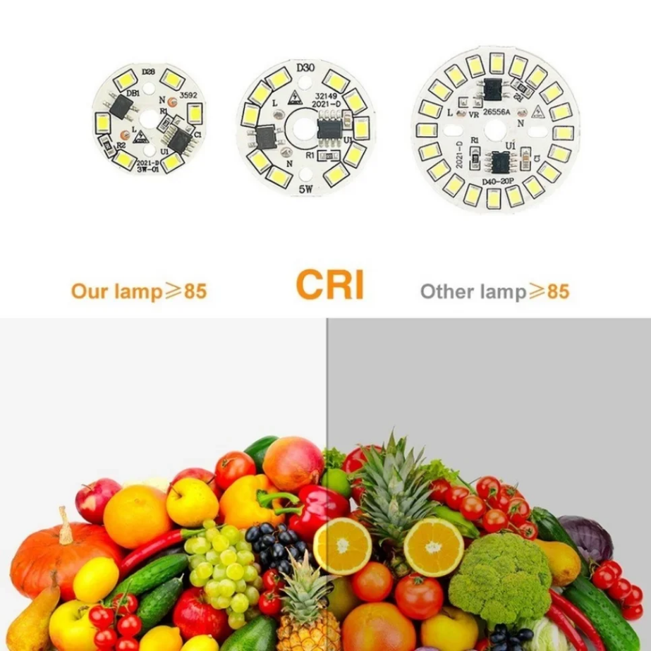 Chip de bombilla LED redondo SMD 2835, 3W, 5W, 7W, 9W, 12W, 15W, 18W, cuentas de luz, CA 220V