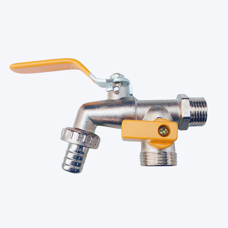 Outdoor Double Water Tap Faucet Exterior Garden Hose Faucet Adapter 1/2" IBC Water Tank Connector 1-Way 2-Way Brass Tap: Red