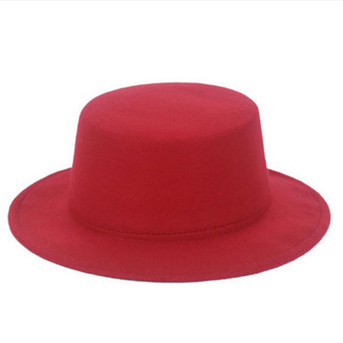 Kvinder mænd unisex bred skygge fedora panama hat efterår vinter gentleman jazz kirke kasket beige sort rød: Rød