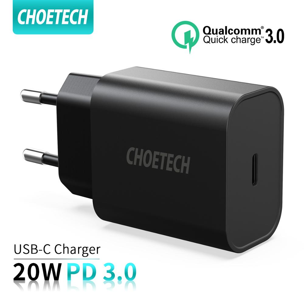 CHOETECH Quick Charge 3.0 20W USB-C Power Adapter Fast PD Charger For iPhone 11 12 Xs X 8 PD 3.0 USB Type C Charger Wall Charger