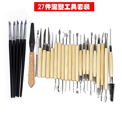 Arts Crafts Clay Sculpting Tools Pottery Carving Tool Set Pottery &amp Ceramics Wooden Handle Modeling Clay Tools: 27 PCS