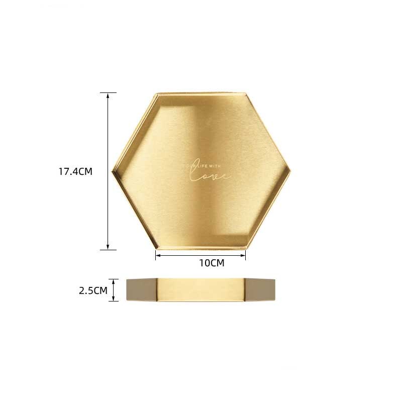 nordisch Goldene Geometrie Edelstahl Ablage Wohnzimmer Schreibtisch Kleinigkeiten Kosmetik Organizer Abendessen Platte Schmuck Regal: klein liu bian xing