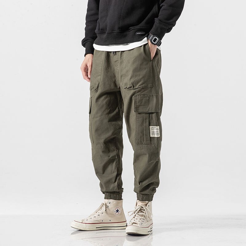 Pantalones bombachos de cintura elástica para hombre, ropa de calle Punk informal, con múltiples bolsillos, estilo Hip Hop, hasta el tobillo, 2022: XXXL / Verde militar