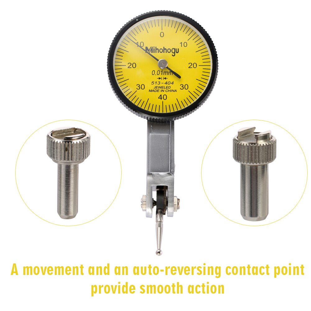 Shockproof Waterproof Leverage Dial Indicator Tool with 0.01mm Accuracy 0-0.8mm Measuring Range Dial Test Indicator