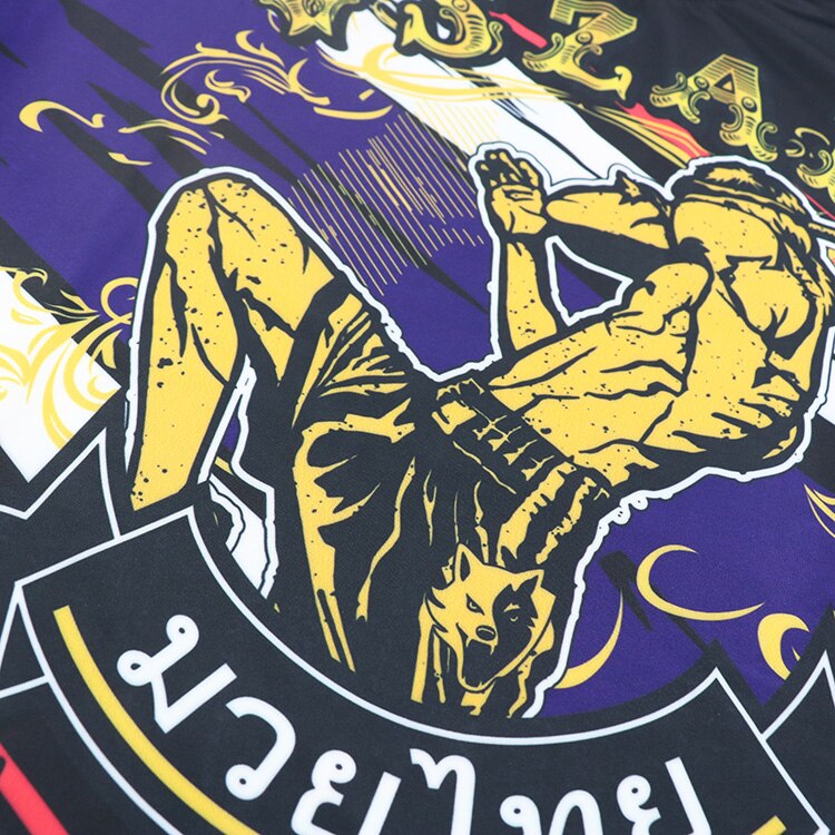 Men Tshirt VSZAP Quick Dry Muay Thai Broadcasting Sanda Fighting T-Shirt Elastic Cotton Fighting T Shirt MMA Homme