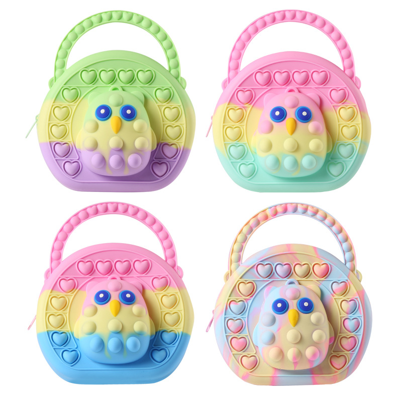 Sac à main rond avec hibou Pop It pour enfants, sensoriels, Anti-Stress, jouet à presser: random 1pc