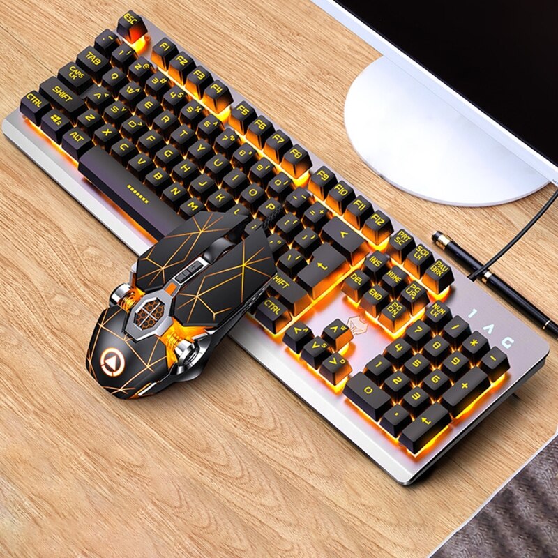 104 Toetsen Rgb Aluminium Gaming Toetsenbord En Rgb Gaming Muis Set Met Mobiele Telefoon Stand Functietoets