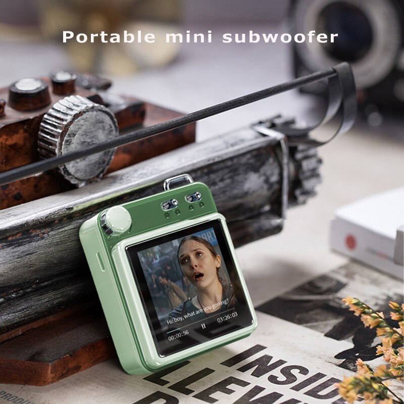 MP3 Spieler Bluetooth 5,0 Subwoofer Musik Lautsprecher berühren Schlüssel Gebaut-in 8GB HiFi Metall Mini Tragbare Walkman Unterstützung Alarm Uhr