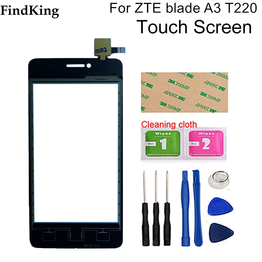 4'' inch Touch Screen Front Glass For ZTE Blade A3 T220 Touch Screen Glass Digitizer Touch Panel Sensor Tools Adhesive