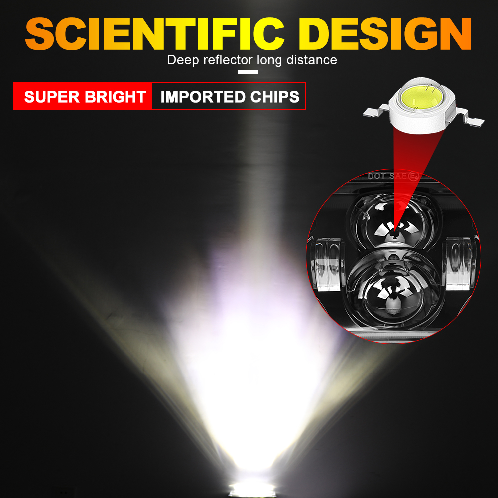 HAOLIDE 4x6 Zoll Platz LED Auto Scheinwerfer Abblendlicht Bernstein Blinker DRL 6500K Fahr Licht für Licht SUV Auto 12V 24V