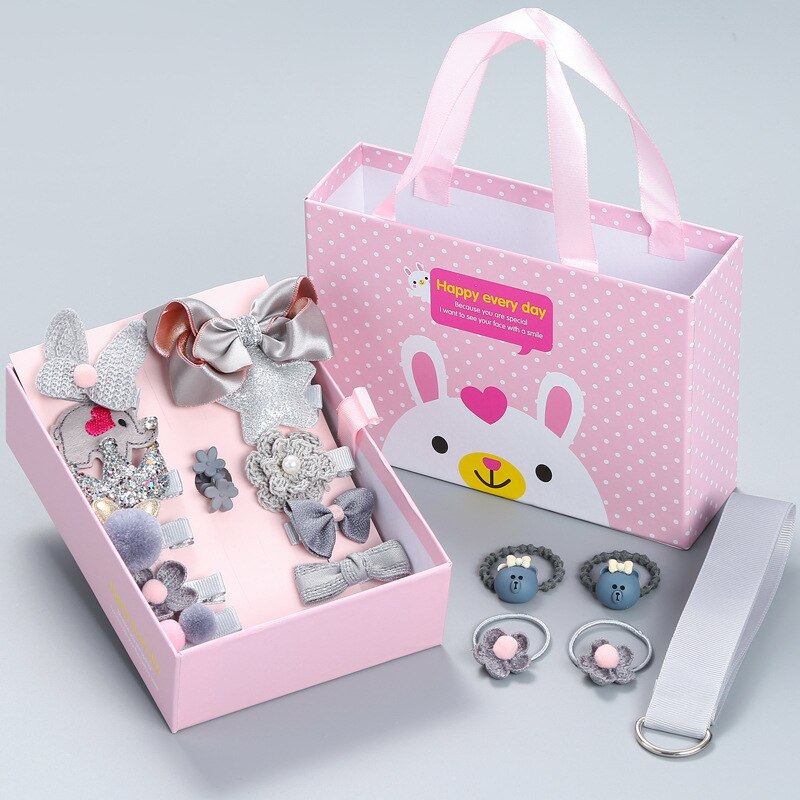 Accesorios coreanos para el cabello para bebé, tocado de princesa, horquilla para niña, juego de 18 piezas, horquilla para niña, conjunto con caja de