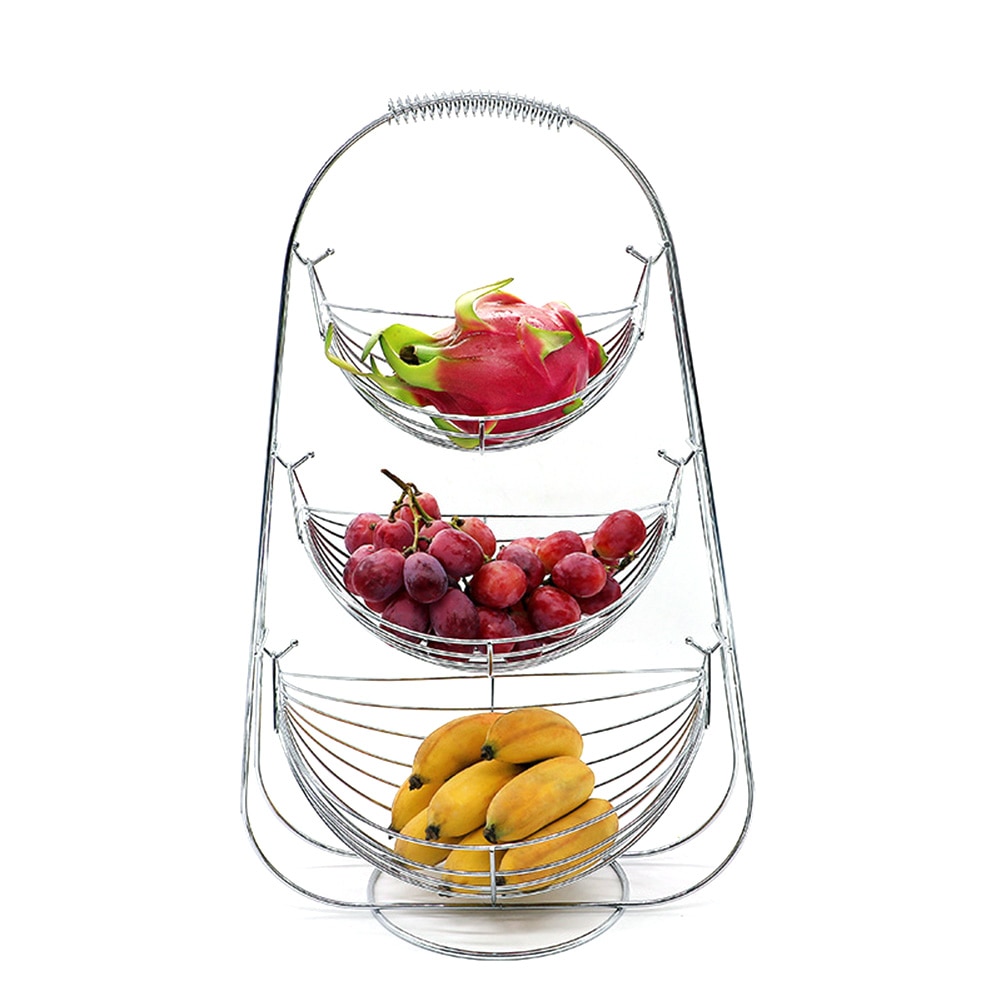 Double/Three Layer Fruit Basket Kitchen Home Metal Removable Large Capacity Fruit Tray Organizer