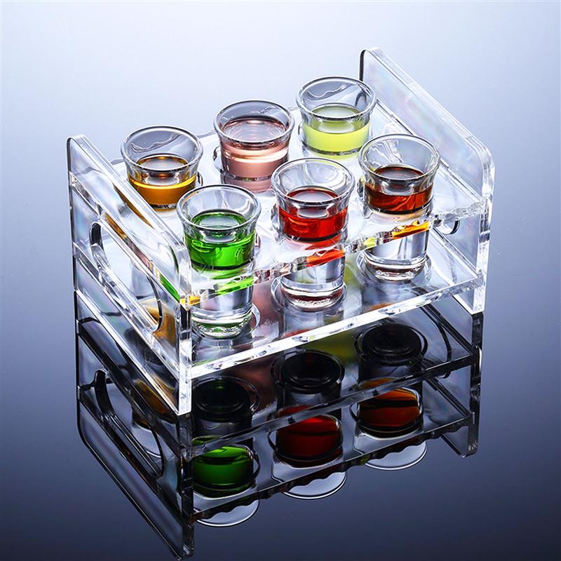 6/12 Hole Acrylic Shot Glass Holder Transparent Liquor Cup Display Rack Whisky Cup Serving Tray Bar Drinkware