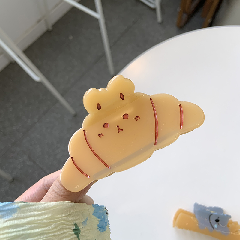 Pinza para el pelo de croissant para mujer y niña, pinza para el pelo Kawaii divertida, creativa y versátil, accesorios para el cabello para uso diario,: YELLOW